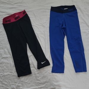 Nike Black/pink and Blue/black Leggings Set